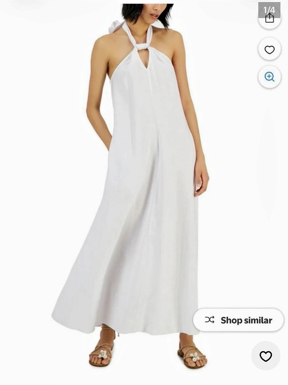 I.N.C. International Concepts Linen Halter-Neck Maxi Dress White